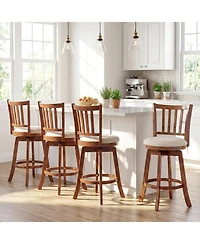 Slickblue Set of 2 Swivel Counter Chairs with Backrest and Cushioned Seat