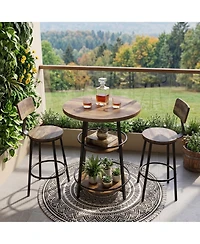 Tribesigns 31.5" Round Bar Table with Storage Shelf, 2-Tier Pub Table for Kitchen, Dining Area, Living Room