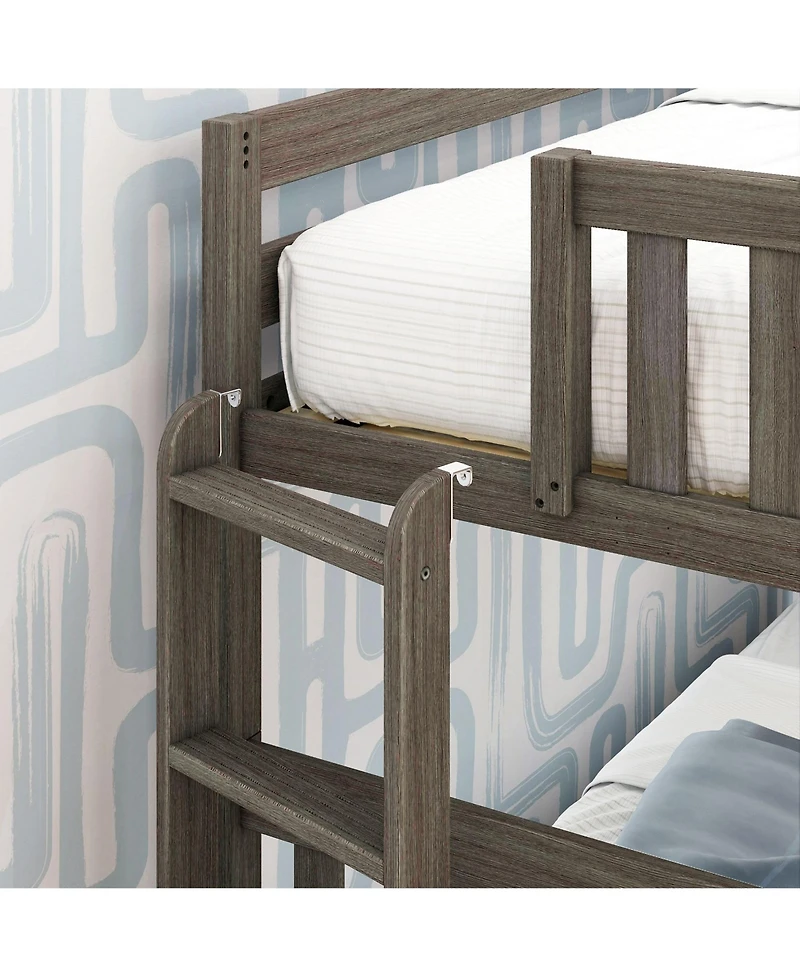 Max & Lily Solid Wood Twin over Bunk Bed with Ladder on End