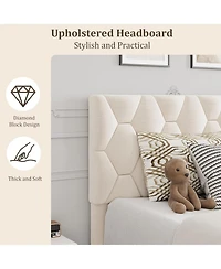 gaomon Upholstered Platform Bed Frame with Adjustable Headboard and Wooden Slat Support