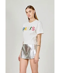 endless rose Women's Patch Embroidered T Shirt