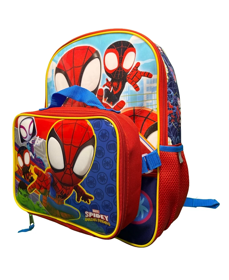 Marvel The Amazing Spidey & Friends 16" Shoulder Backpack for School with Rectangular Lunch Bag