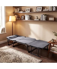 Slickblue 3 in 1 Folding Camping Cot Comfy Padded Convertible Single Sofa Chair