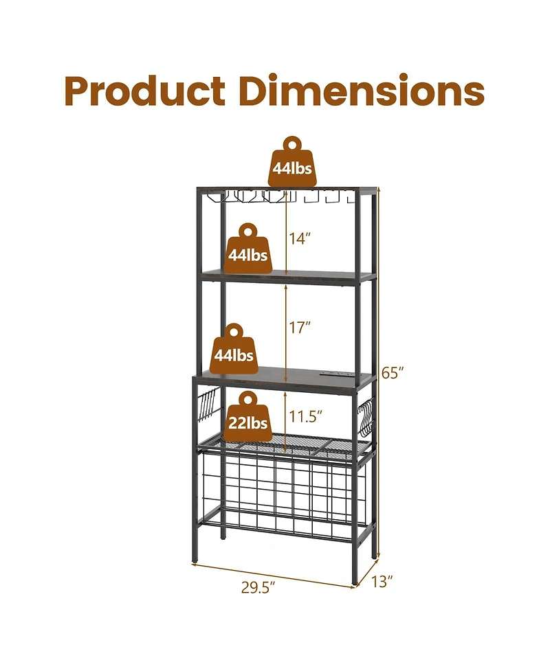 Slickblue Wine Organizer with Built Power Outlet and Bottle Storage Rack
