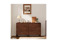 gaomon 6 Drawer Dresser for Bedroom, Wood Dresser with Large Storage Drawers, Modern Curved Angle Clothes Organizer for Closet