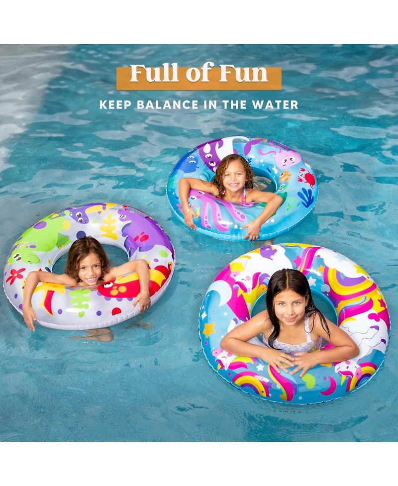 Gnuadz 3 Pack 32 inch Pool Floats Tube Swim Rings Inflatable Animal Water Toys