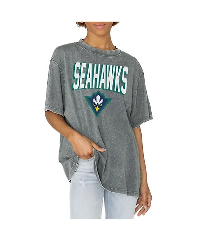 Gameday Couture Women's Gray Unc Wilmington Seahawks Solid Defense Oversized T-Shirt