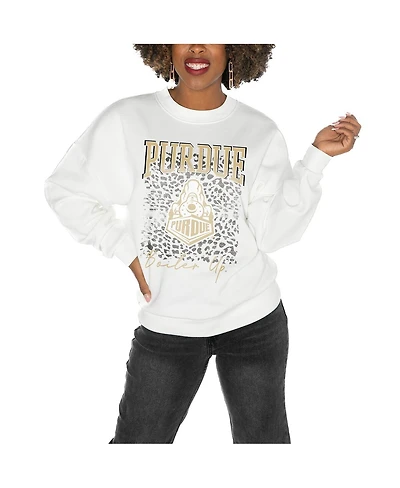Gameday Couture Women's Purdue Boilermakers White Oversized Drop Shoulder Fleece Pullover Sweatshirt