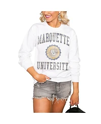 Gameday Couture Women's White Marquette Golden Eagles Seal of Approval Oversized Perfect Pullover Sweatshirt
