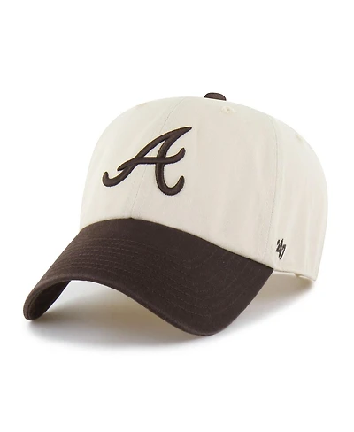 '47 Brand Men's Natural/Brown Atlanta Braves Two-Tone Fashion Clean Up Adjustable Hat