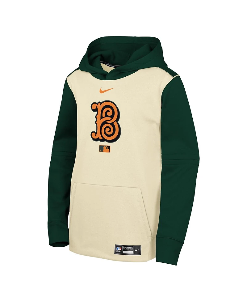 Nike Big Boys and Girls Cream/Green Baltimore Orioles 2026 City Connect Authentic Collection Therma-fit Hoodie
