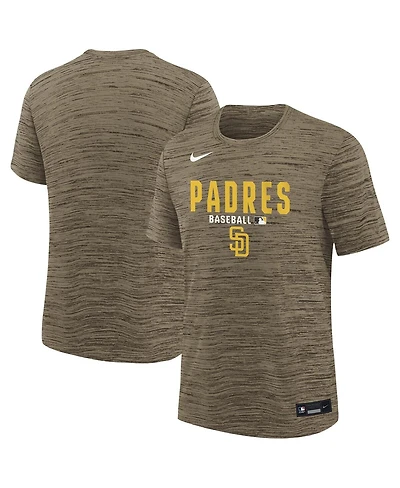 Nike Big Boys and Girls Brown San Diego Padres Authentic Collection Velocity Dri-fit T-Shirt
