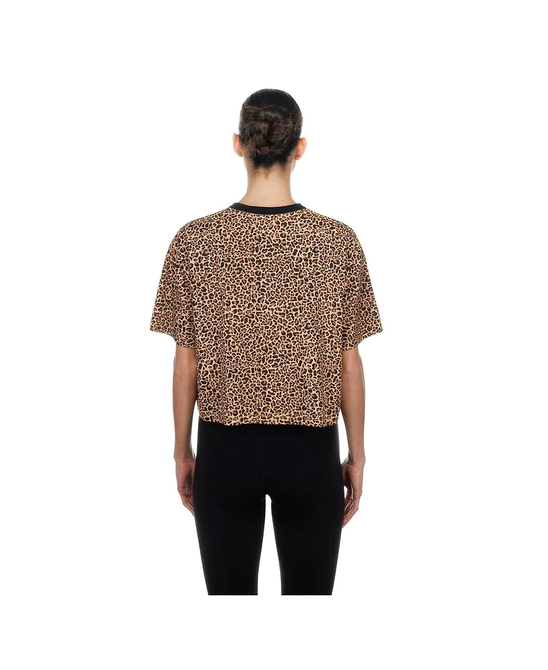 New Era Women's Brown Jacksonville Jaguars Mom Me Leopard Boxy Cropped T-Shirt