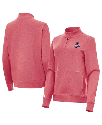 Antigua Women's Heather Red Boston Red Sox Crush Stars and Stripes Team Logo Quarter-Zip Pullover Top