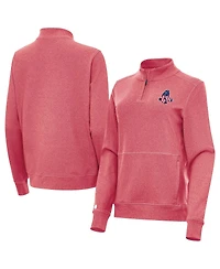Antigua Women's Heather Red Boston Red Sox Crush Stars and Stripes Team Logo Quarter-Zip Pullover Top