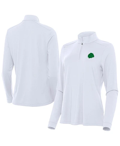 Antigua Women's White Chicago Blackhawks St. Patrick's Day Intent Quarter-Zip Performance Pullover Sweatshirt