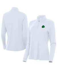 Antigua Women's White Chicago Blackhawks St. Patrick's Day Intent Quarter-Zip Performance Pullover Sweatshirt