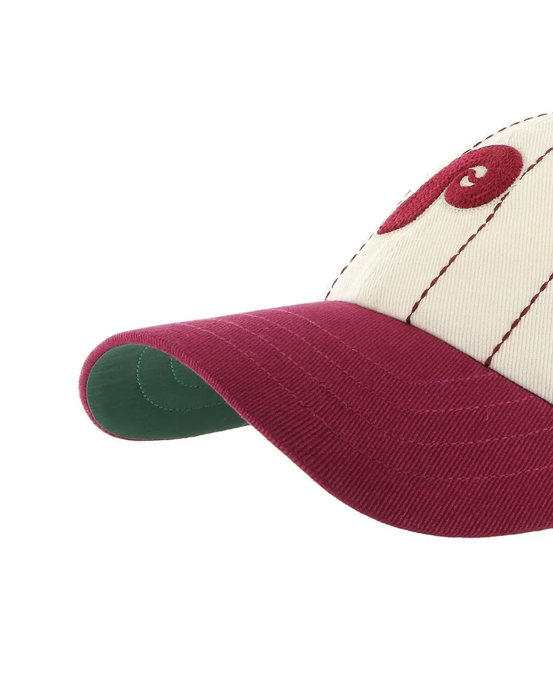 '47 Brand x Rawlings Men's Natural/Burgundy Philadelphia Phillies Pinstripe Clean Up Adjustable Hat