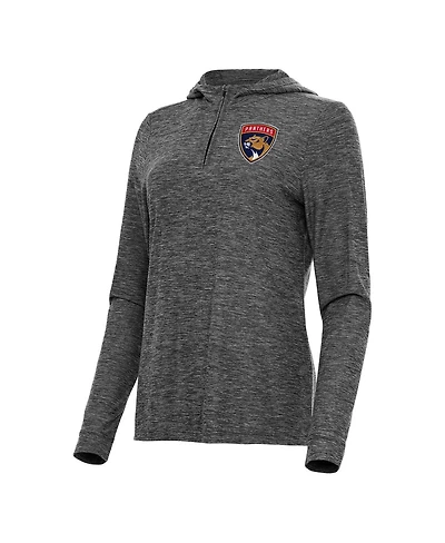 Antigua Women's Heather Black Florida Panthers Daybreak Quarter-Zip Hoodie