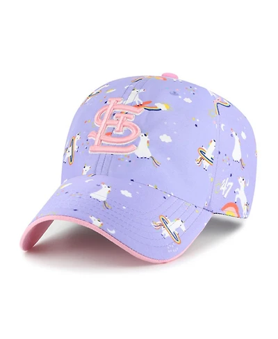 '47 Brand Big Girls Lavender St. Louis Cardinals Unicorn Clean Up Adjustable Hat