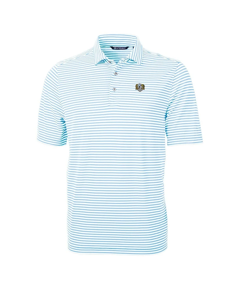 Cutter & Buck Men's Caroline Blue North Carolina Tar Heels Vault DryTec Virtue Eco Pique Stripe Polo Shirt