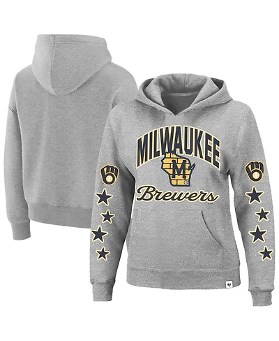 '47 Brand Women's Heather Gray Milwaukee Brewers Plus Size Starry Eye Hoodie