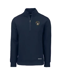 Cutter & Buck Men's Navy Milwaukee Brewers Roam Eco Quarter-Zip Pullover Hoodie
