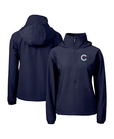 Cutter & Buck Women's Navy Chicago Cubs City Connect Charter Eco Half-Zip Anorak Jacket