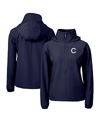 Cutter & Buck Women's Navy Chicago Cubs City Connect Charter Eco Half-Zip Anorak Jacket