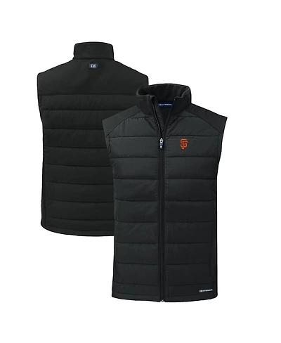 Cutter & Buck Men's Black San Francisco Giants Evoke Hybrid Eco Softshell Full-Zip Vest