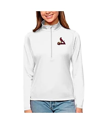Antigua Women's White St. Louis Cardinals Tribute Quarter-Zip Pullover Top