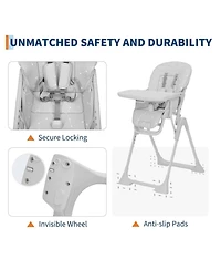gaomon Baby High chair, Foldable Feeding Chairs for Babies and Toddlers, Adjustable Height/Backrest/Footrest, Removable Tray, Fast Folding