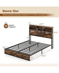 Slickblue Metal Platform Bed Frame with Storage Headboard