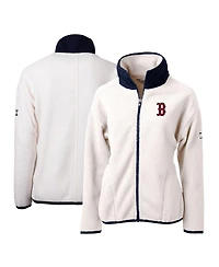 Cutter & Buck Women's White/Navy Boston Red Sox Cascade Eco Sherpa Fleece Full-Zip Jacket