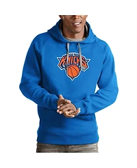 Antigua Men's Blue New York Knicks Team Logo Victory Pullover Hoodie