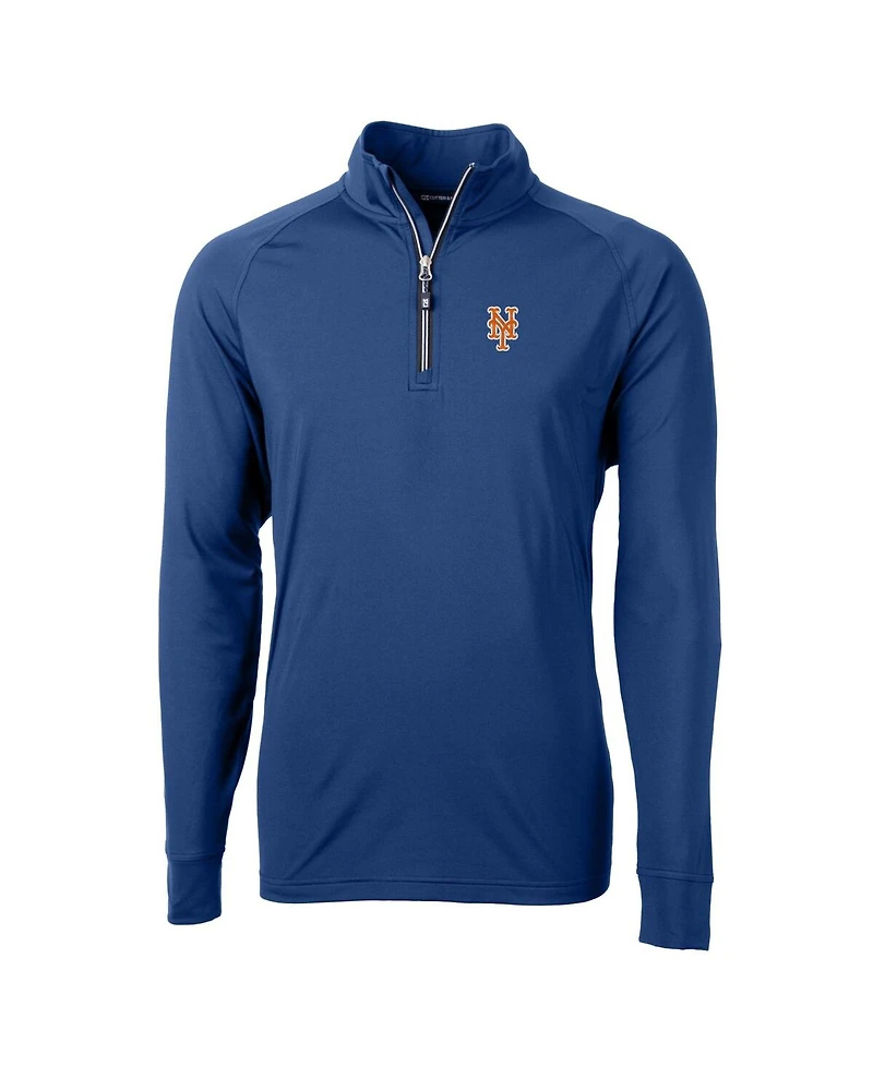 Cutter & Buck Men's Royal New York Mets Adapt Eco Knit Stretch Quarter-Zip Pullover Top