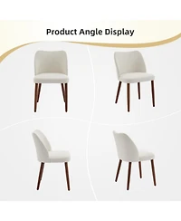 gaomon Dining Chair Set of 4, Linen Upholstered Dining Chair with Solid Wood Legs, Wing Backrest