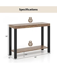 Slickblue 2 Tier Bar Table with Open Shelves, Home Bar Storage Unit for Kitchen and Living Space-Rustic