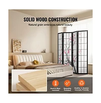 Sugift 4-Panel Japanese Shoji Style Folding Room Divider Screen, 66.9 in Tall Wood Frame