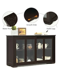 Gouun Sliding Glass Door Sideboard Buffet Cabinet with Adjustable Shelves