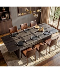 Homsee 7ft Solid Wood Dining Table - Extra Wide Farmhouse Kitchen Table with Rounded Corners and Rubber Wood Legs