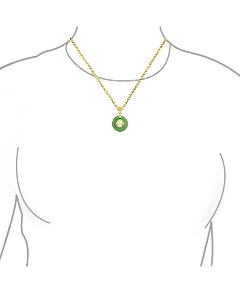 Bling Jewelry Asian Good Fortune Fu Symbol Disc Pendant Necklace in Plated Sterling Silver