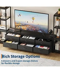 gaomon Tv Stand with 6 Fabric Drawers and 4-Tier Shelves, Modern Entertainment Center for TVs up to 75