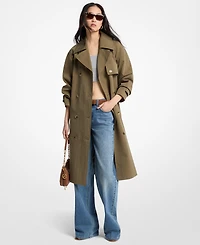 Michael Kors Women's Collared Neck Oversize Belted Trench Coat