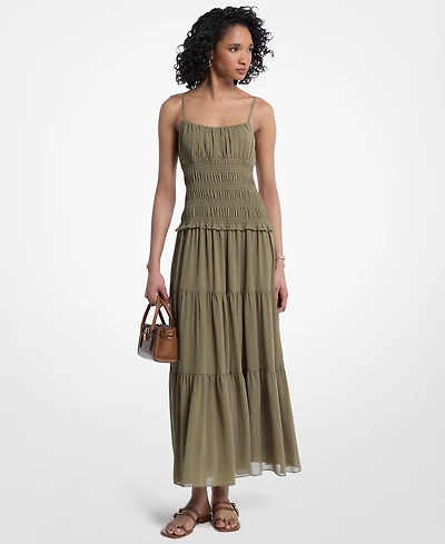 Michael Kors Women's Square Neck Smocked Dress