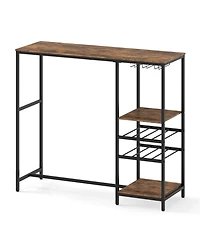 Slickblue Long Bar Table with Storage Shelves, Bar Height Dining Table for Kitchen and Dining Area
