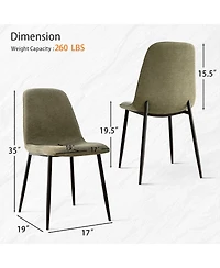 Maison Boucle 19.5" Seat Height Chenille Dining Side Chairs Set of 2, Metal Legs