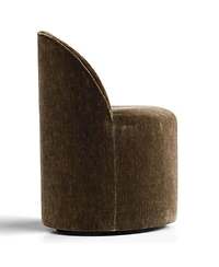 Maison Boucle Set of 2 Rolling Chenille Barrel Dining Chairs with Casters
