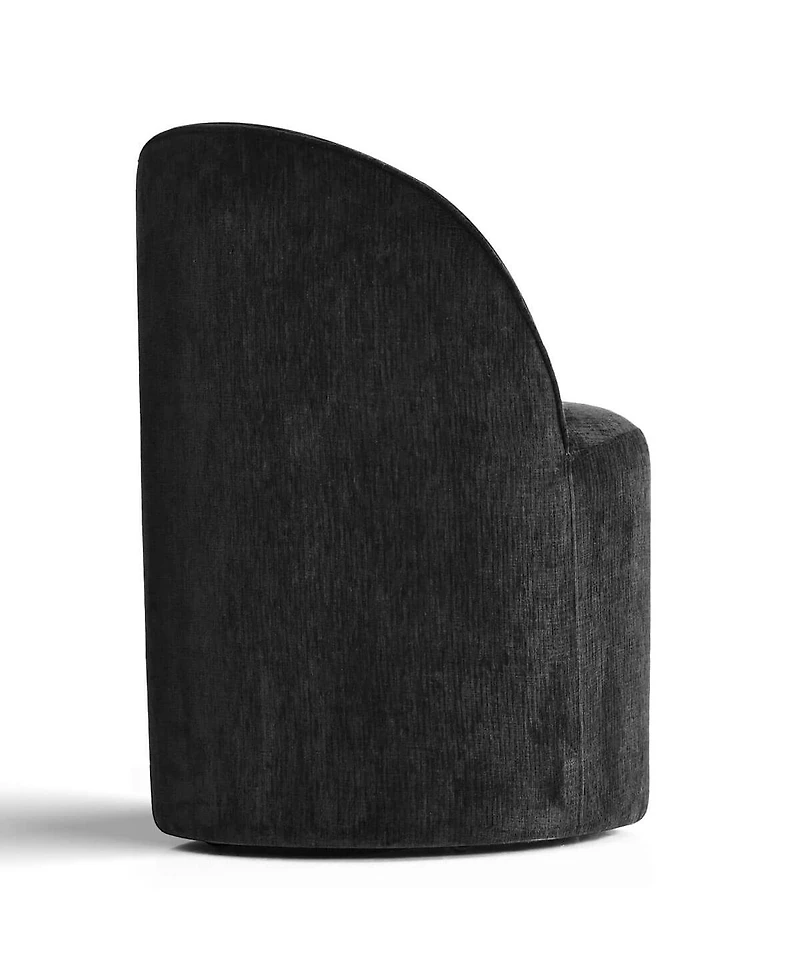 Maison Boucle Set of 2 Rolling Chenille Barrel Dining Chairs with Casters