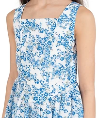 Rare Editions Girls 7-16 Printed Woven Eyelet Dress